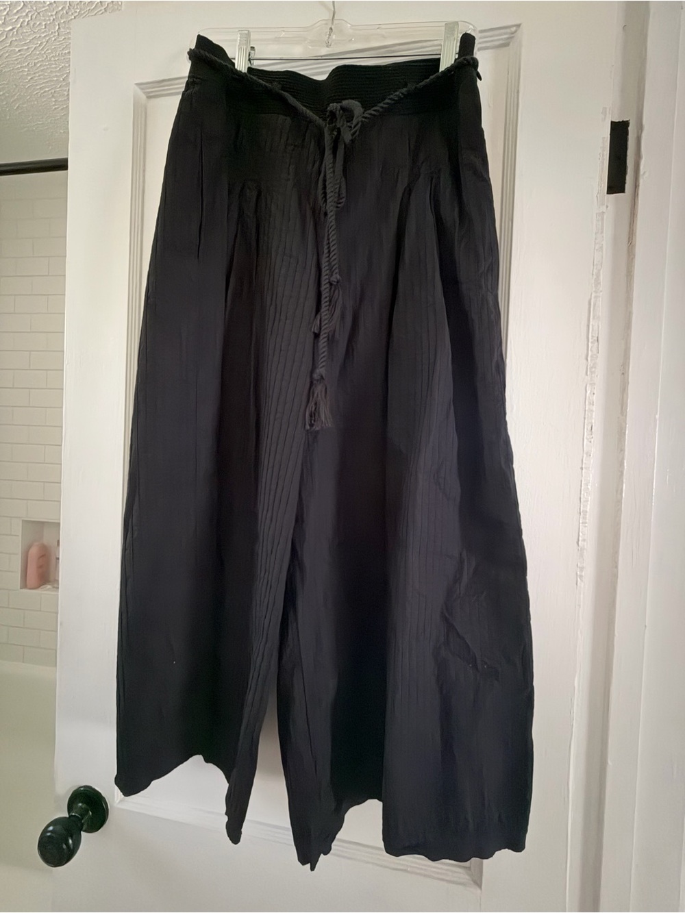Ulla Johnson Black Wide-Leg Drawstring Pants